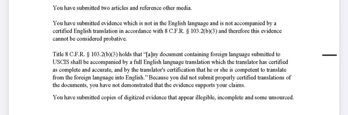 When USCIS Says Your Evidence “Cannot Be Considered Probative”: Certified Translations, Legibility, and the Hidden Trap of 8 C.F.R. § 103.2(b)(3)